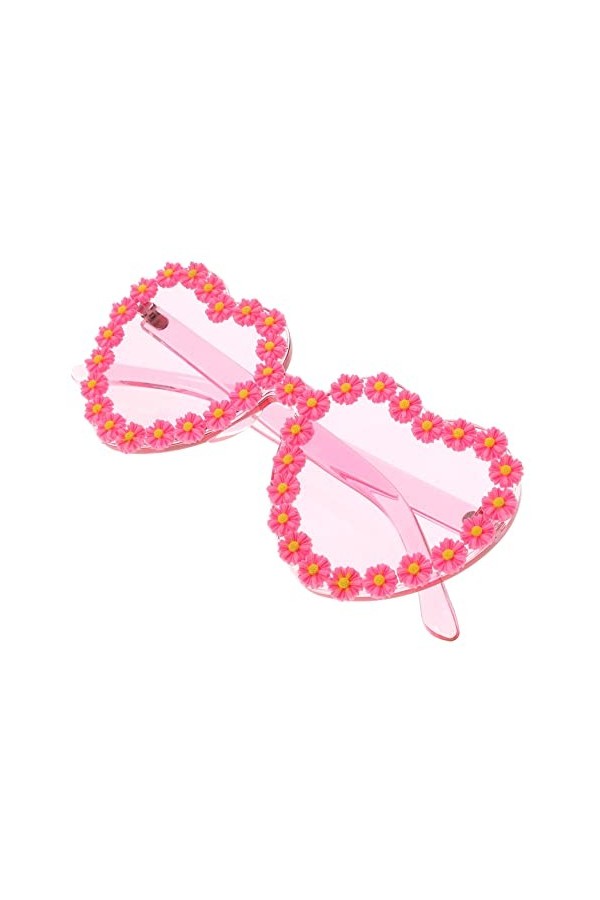 SOIMISS 2 Pièces Lunettes De Soleil Coeur Fleur Lunettes De Soleil De Plage Dété Lunettes De Soleil Marguerite Rétro Lunette