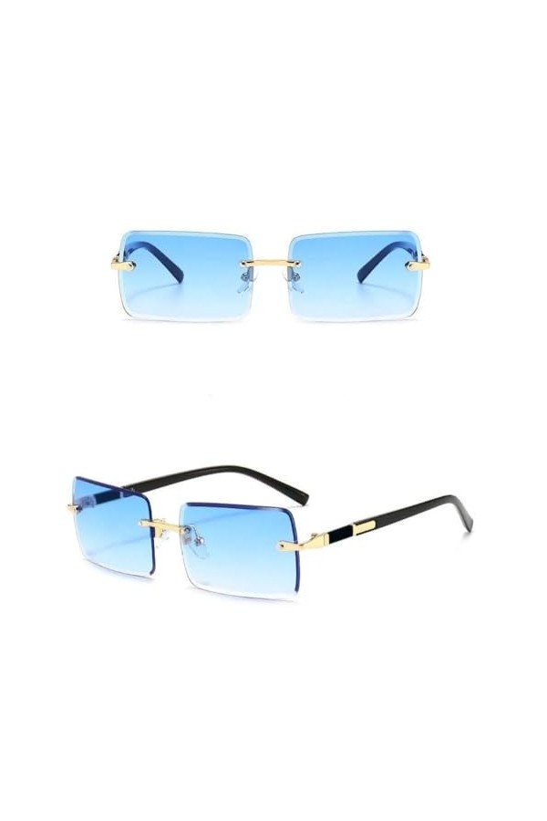 MUTYNE Lunettes de Soleil sans Monture Rectangle Mode Populaire Femmes Hommes Nuances Petites Lunettes de Soleil carrées pour