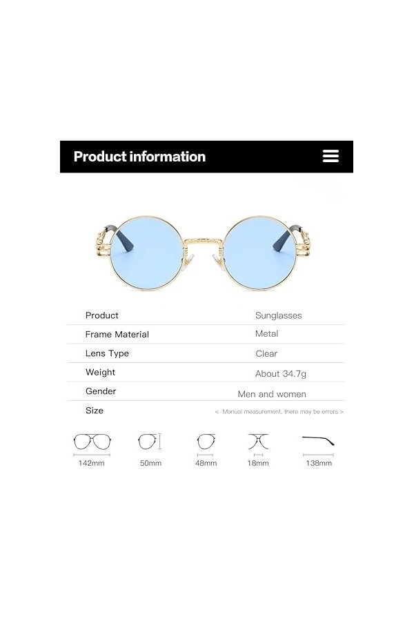 QQLADY Lunettes De Soleil Pour Femmes, Lunettes De Soleil Européennes Et Américaines, Lunettes De Soleil À Monture Ronde, Lun