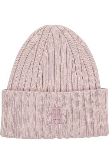 Tommy Hilfiger Bonnet emblématique Th tricoté, Misty Pink, Taille Unique Femme