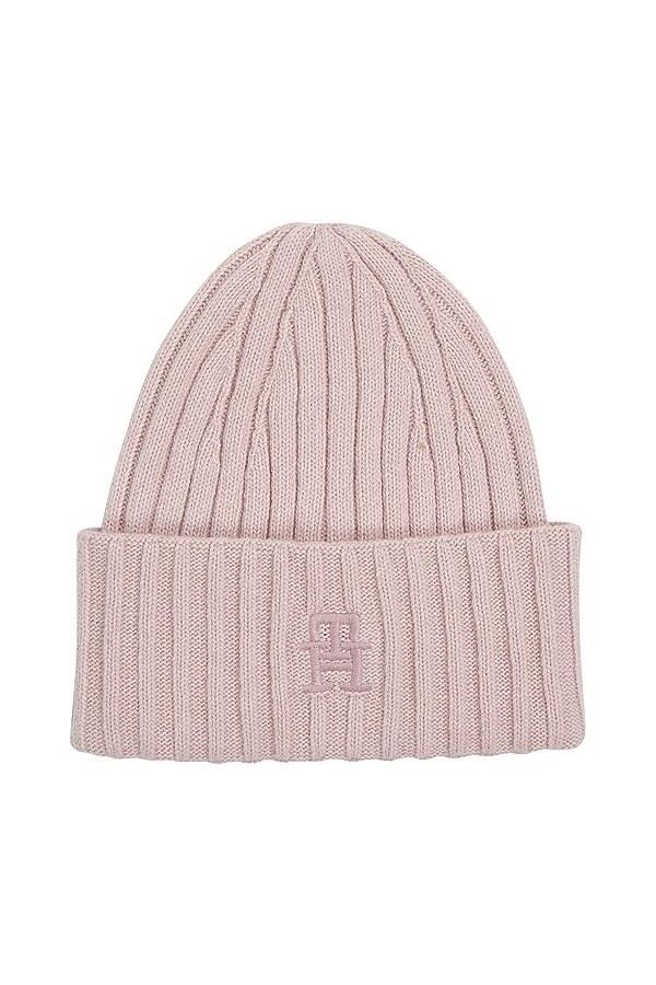 Tommy Hilfiger Bonnet emblématique Th tricoté, Misty Pink, Taille Unique Femme