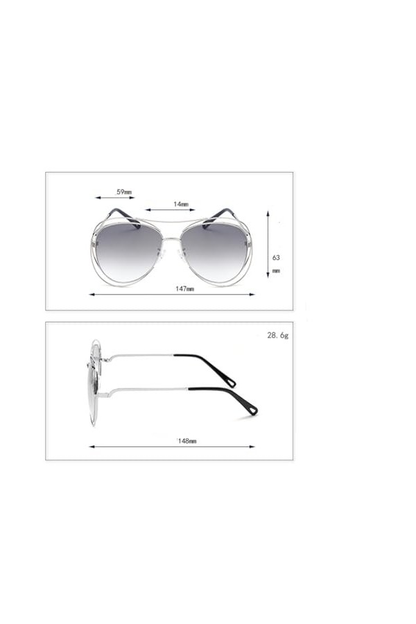 QQLADY Lunettes De Soleil À La Mode Pour Femmes, Lunettes De Soleil À Grande Monture Européennes Et Américaines, Lunettes De