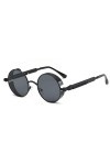 QQLADY Lunettes De Soleil Pour Hommes Et Femmes, Lunettes De Soleil Rondes, Lunettes De Soleil Punk, Fête Ou Voyage Gris