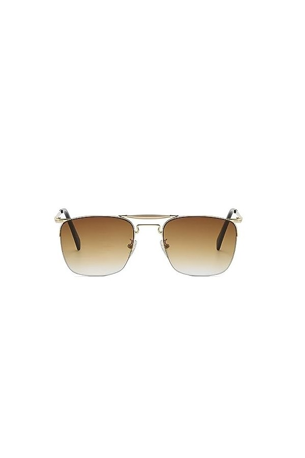 No Name Ltd Lunettes de soleil sans monture teinte marron dégradé pour homme et femme Style célébrité Monture solide, Doré, b