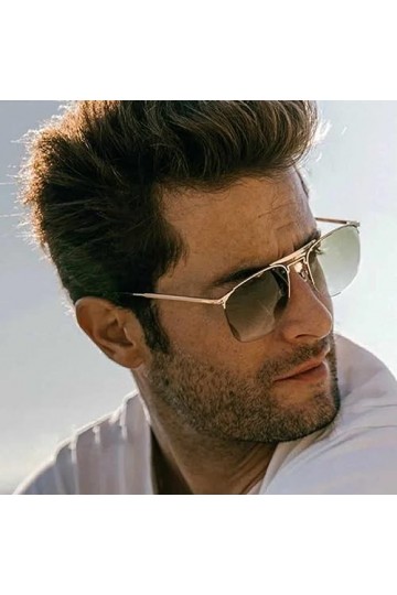 No Name Ltd Lunettes de soleil sans monture teinte marron dégradé pour homme et femme Style célébrité Monture solide, Doré, b