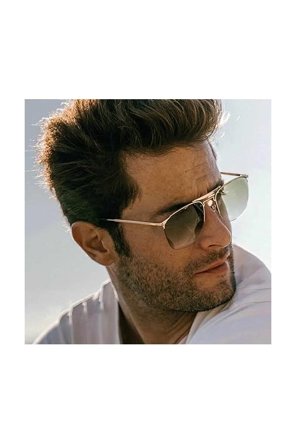 No Name Ltd Lunettes de soleil sans monture teinte marron dégradé pour homme et femme Style célébrité Monture solide, Doré, b