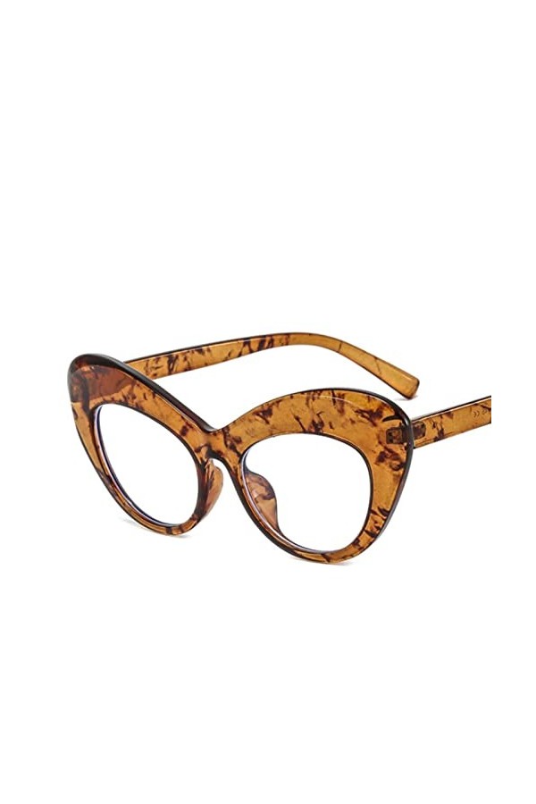XKUN Lunette De Soleil Femme Lunettes De Soleil pour Les Yeux De Chat Femme Grosse Lentille Vintage Motif Lunettes De Soleil 