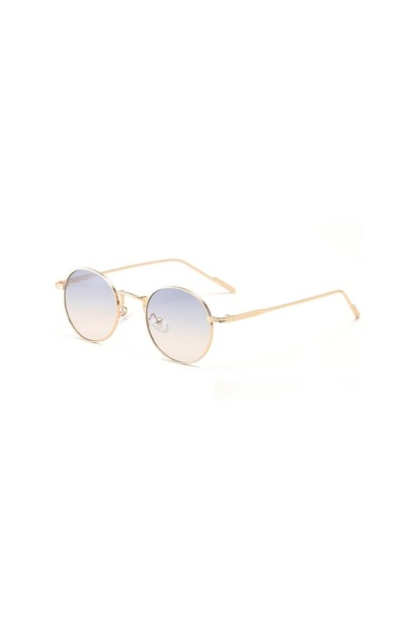 HPIRME Lunettes de soleil rondes à monture métallique pour hommes, petites lunettes de soleil de style rétro pour femmes, dég