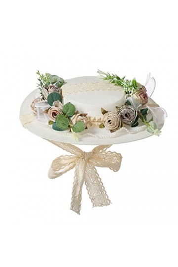 COSDREAMER Chapeau de Soleil Victorien avec nœuds et Fleurs pour Filles et Femmes D 