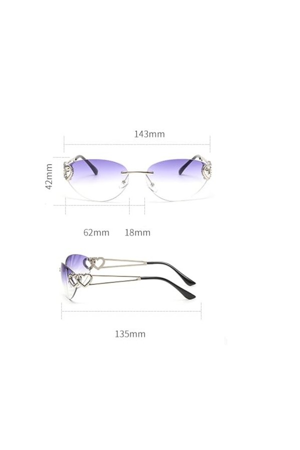 QQLADY Lunettes De Soleil Pour Femmes, Lunettes De Soleil Sans Monture Européennes Et Américaines, Lunettes De Soleil Au Desi