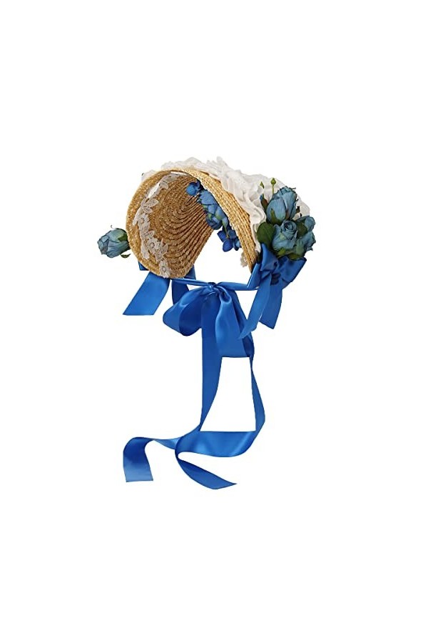 COSDREAMER Chapeau de Soleil Victorien avec nœuds et Fleurs pour Filles et Femmes D 