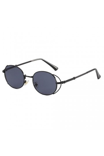 QQLADY Lunettes De Soleil Pour Hommes Et Femmes, Lunettes De Soleil À Monture Ronde, Lunettes De Soleil De Style Punk Gris