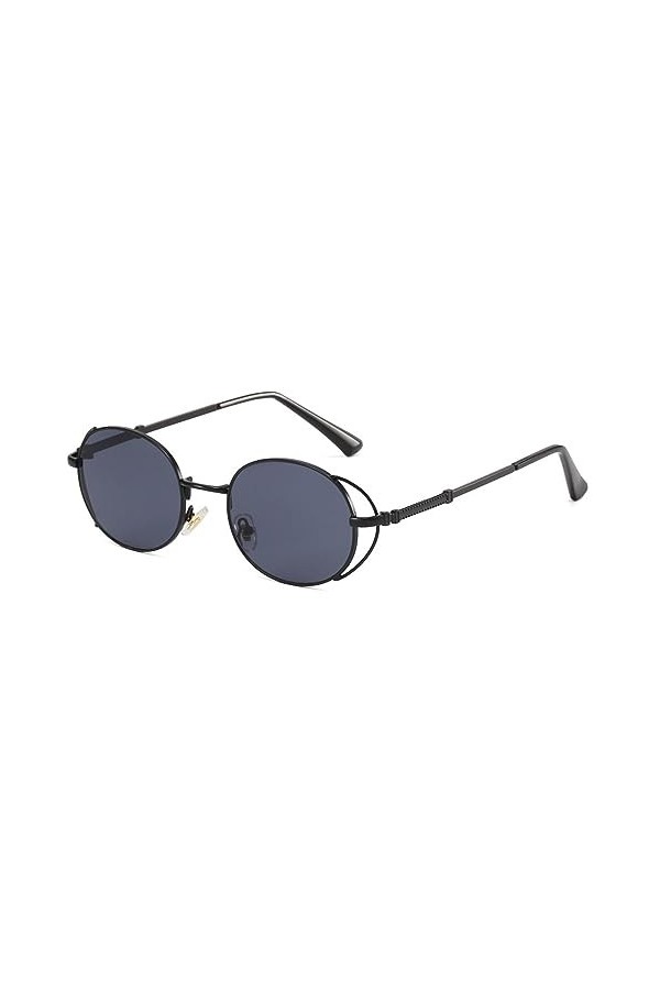 QQLADY Lunettes De Soleil Pour Hommes Et Femmes, Lunettes De Soleil À Monture Ronde, Lunettes De Soleil De Style Punk Gris