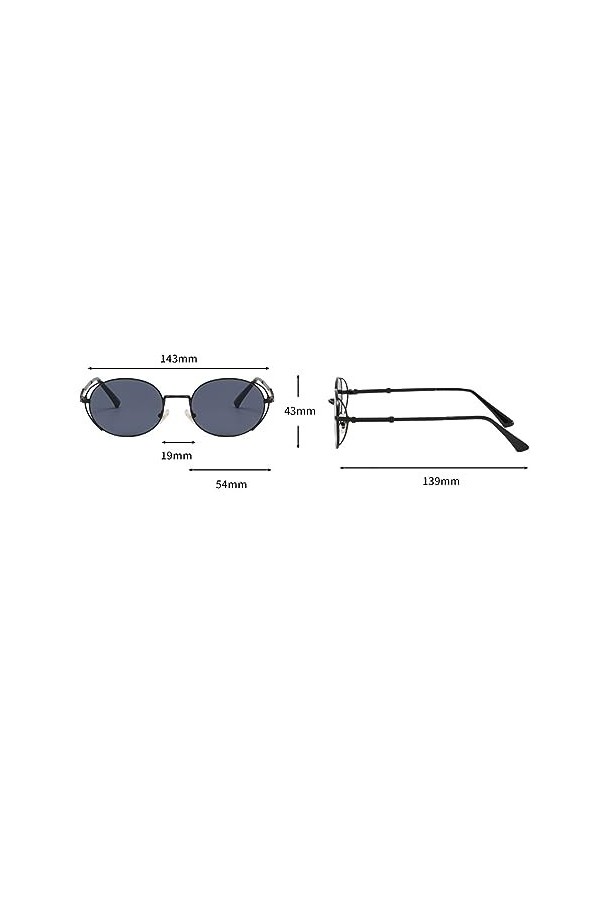 QQLADY Lunettes De Soleil Pour Hommes Et Femmes, Lunettes De Soleil À Monture Ronde, Lunettes De Soleil De Style Punk Gris