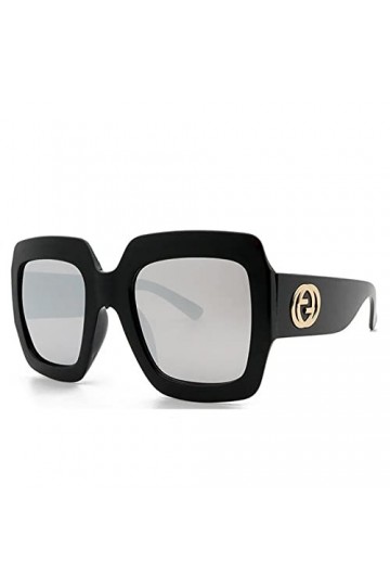 HPIRME Couleur Flat Top Big Lunettes de soleil Femmes Vintage protable Lunettes de soleil Dames UV400, WTYJ031 Argent, taille