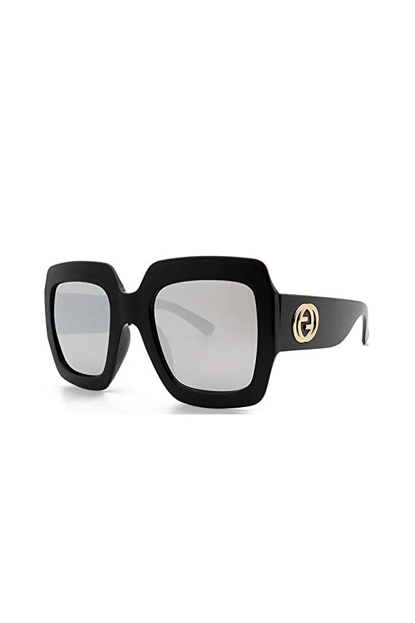 HPIRME Couleur Flat Top Big Lunettes de soleil Femmes Vintage protable Lunettes de soleil Dames UV400, WTYJ031 Argent, taille