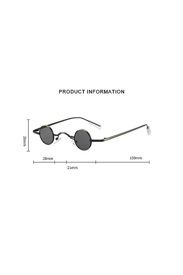 QQLADY Lunettes De Soleil Pour Femmes, Lunettes De Soleil À Petite Monture, Lunettes De Soleil À Monture Ronde, Verres Gris À