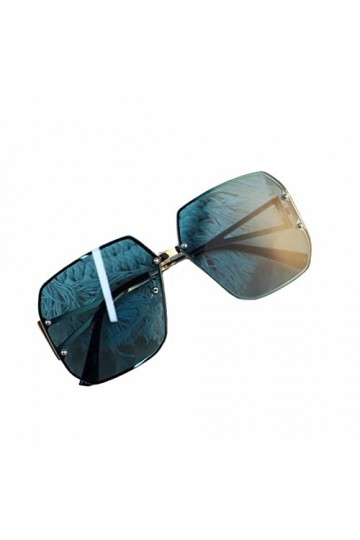 XKUN Lunette De Soleil Femme Lunettes De Soleil Langue en Alliage Dames Lentilles À Gradient Lentilles De Mode Bleu De Luxe D