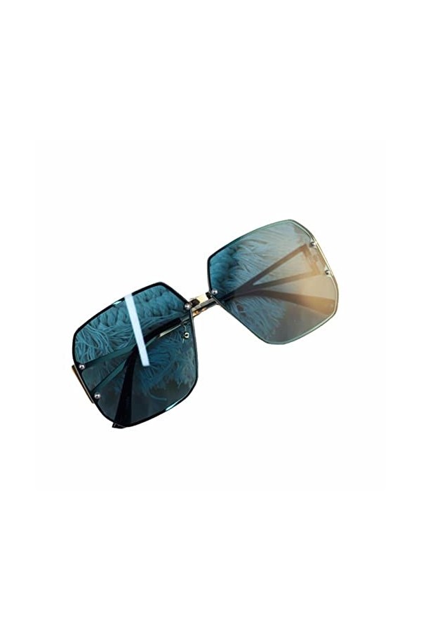 XKUN Lunette De Soleil Femme Lunettes De Soleil Langue en Alliage Dames Lentilles À Gradient Lentilles De Mode Bleu De Luxe D