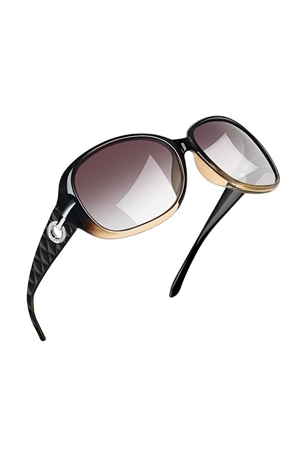 Joopin Lunettes de Soleil Femme Polarisées Classique Grand Cadre Dégradé Marron