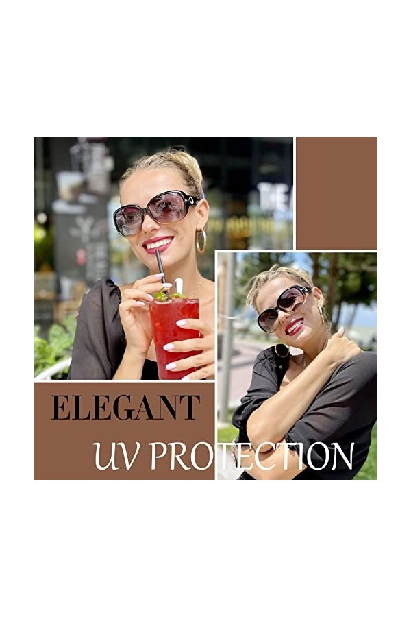 Joopin Lunettes de Soleil Femme Polarisées Classique Grand Cadre Dégradé Marron