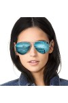 SODQW Pilote Lunettes de Soleil Femme Polarisées Classique Métal Modernes et Fashion Miroir UV407 Protection Réfléchissante