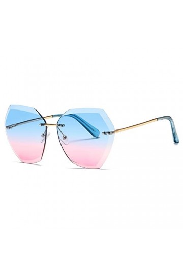 kimorn Lunettes de soleil pour femmes Lentilles de découpe diamantées Non-cerclées classiques AE0534 Or/Bleu/Rose, 65 