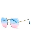 kimorn Lunettes de soleil pour femmes Lentilles de découpe diamantées Non-cerclées classiques AE0534 Or/Bleu/Rose, 65 