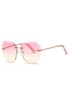 kimorn Lunettes de soleil pour femmes Lentilles de découpe diamantées Non-cerclées classiques AE0534 Or/Bleu/Rose, 65 
