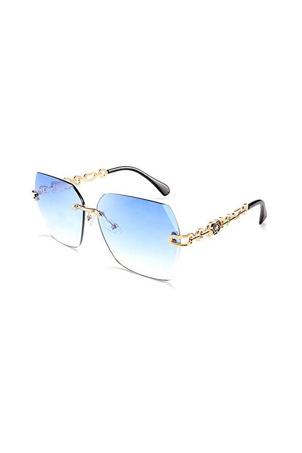 FEISEDY Classique Lunettes de Soleil Sans Monture pour Femmes Polygonal Lentilles Dégradée Designer Rimless Sunglasses B2567