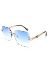FEISEDY Classique Lunettes de Soleil Sans Monture pour Femmes Polygonal Lentilles Dégradée Designer Rimless Sunglasses B2567