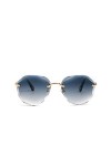 kimorn Lunettes De Soleil Pour Femmes Grande Sans Monture Lentilles De Découpe Diamantées Classique K0637 Bleu 