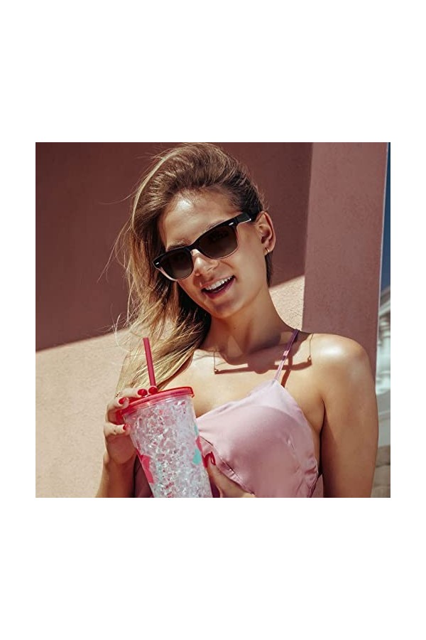 Joopin Lunettes de Soleil Homme Rétro Polarisées Pliables Dégradé Brun Carrées Lunettes de Soleil Femmes Protection Lunettes 