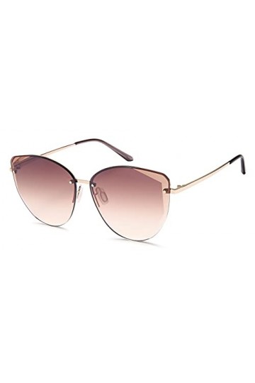 styleBREAKER Lunettes de soleil cateye pour femmes, coupe diamant, sans monture avec verres teintés, monture métallique 09020
