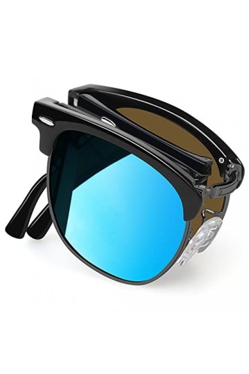 Joopin Lunettes de Soleil Vintage Pliables Hommes Lunettes de Soleil Demi-Monture Polarisées Femmes Rétro Uv400 Lunette de So