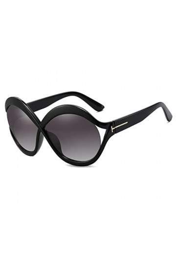 Dollger Lunettes de Soleil Grand Cadre Dégradé pour Femme - Hommes à la Mode Plage Protection UV Design Cat Eye Lunettes Noir