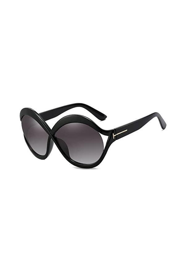 Dollger Lunettes de Soleil Grand Cadre Dégradé pour Femme - Hommes à la Mode Plage Protection UV Design Cat Eye Lunettes Noir