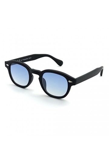 Kiss Lunettes de soleil style MOSCOT mod. DEPP ICONIC - Johnny Depp homme femme VINTAGE unisex - NOIR/Soft Blue