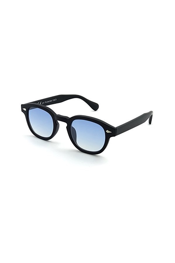Kiss Lunettes de soleil style MOSCOT mod. DEPP ICONIC - Johnny Depp homme femme VINTAGE unisex - NOIR/Soft Blue