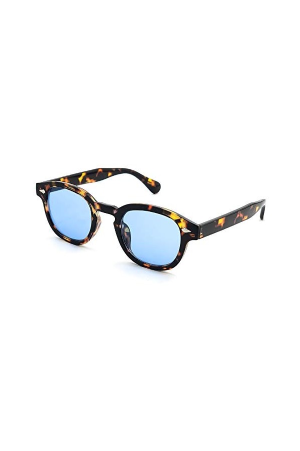 Kiss Lunettes de soleil style MOSCOT mod. DEPP ICONIC - Johnny Depp homme femme VINTAGE unisex - NOIR/Soft Blue