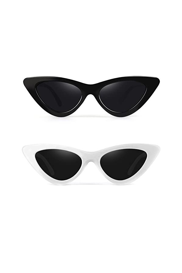 GQUEEN Lunette de Soleil Femme Vintage au style des yeux de chat, les lunettes offrent une protection contre les rayons UV et