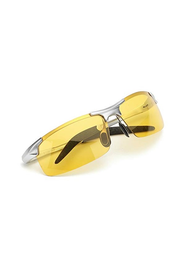 Lunette Jaune Conduite de Nuit Anti Eblouissement Lunettes de Soleil Sport Armature en Métal Ulm Homme Polarisantes - Protect
