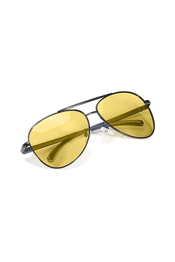 Myiaur Lunettes de conduite de nuit jaunes polarisées anti-reflet ultra légères pour la nuit/clondy - Protection UV400