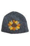 Pachamama Bonnet en laine pour femme avec doublure en polaire Motif tournesol Écorce Taille unique Fait à la main Très chaud 