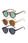 Long Keeper Lunettes de Soleil retro Classique ronde vintage Plastique lunette de soleil Protection UV400 Femmes Hommes