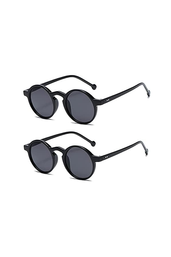 Long Keeper Lunettes de Soleil retro Classique ronde vintage Plastique lunette de soleil Protection UV400 Femmes Hommes