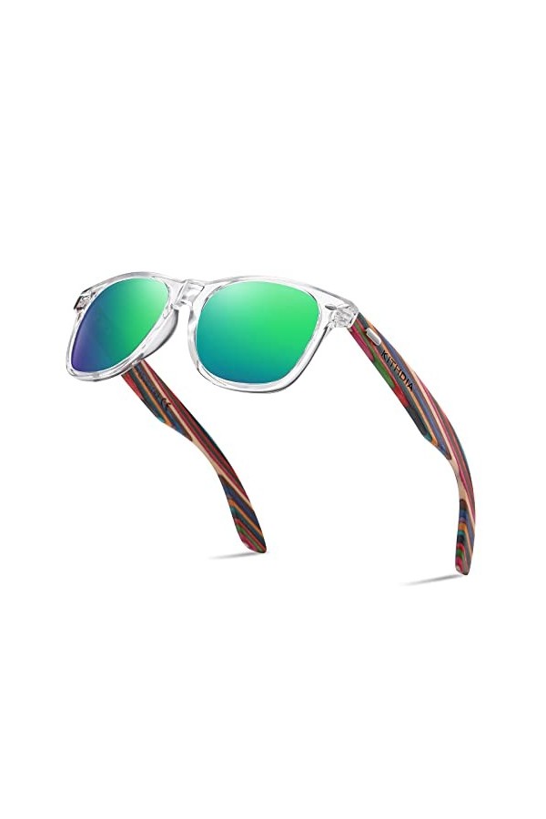 KITHDIA Lunettes de soleil polarisées en bois pour homme et femme avec branches en bois/protection UV400 S5505