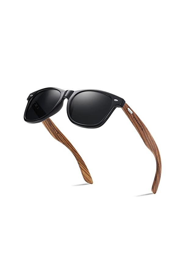 KITHDIA Lunettes de soleil polarisées en bois pour homme et femme avec branches en bois/protection UV400 S5505