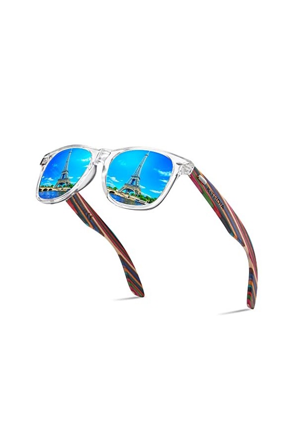 KITHDIA Lunettes de soleil polarisées en bois pour homme et femme avec branches en bois/protection UV400 S5505