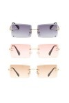 Long Keeper Lunettes de Soleil Rectangulaires sans Monture UV400 Lunettes Carrées sans Cadre Anti-éblouissement pour Les Femm